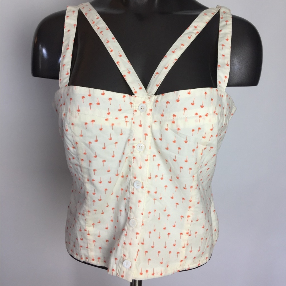 MM Couture Cream and Palm Print Tank Top